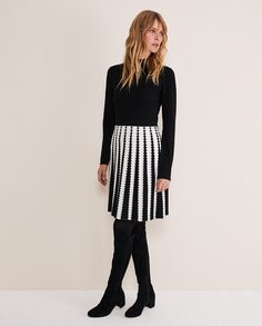 Короткое платье с длинными рукавами и абстрактной юбкой Phase Eight, черный