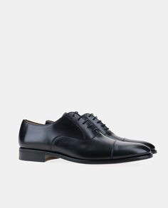 Мужские черные кожаные туфли на шнуровке в английском стиле с прямым носком и кожаной подошвой Yanko, черный