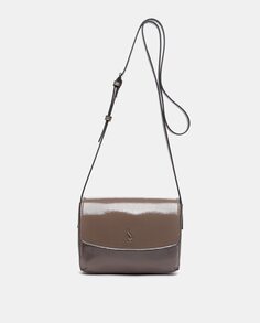 Миниатюрная сумка через плечо темно-серого цвета с клапаном и выгравированным логотипом Abbacino
