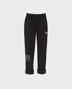 Плюшевые брюки для мальчика с контрастными логотипами Armani Exchange, черный