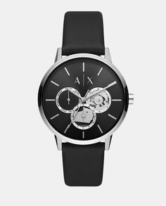 Экологичные мужские часы AX2745 многофункциональные черные кожаные Armani Exchange, черный