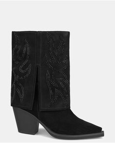 Женские кожаные ботинки с декором стразами Alma en Pena, черный