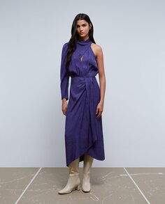 Платье с асимметричными рукавами и вырезом спереди Scalpers, фиолетовый