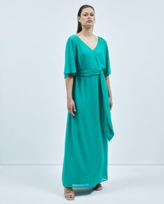 Длинное платье с поясом Couchel, зеленый