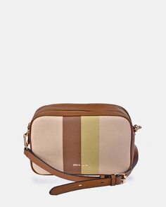 Маленькая коричневая сумка через плечо с полосатой отделкой Pierre Cardin, коричневый
