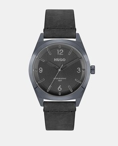 Сделать 1530250 черные кожаные мужские часы Hugo, черный