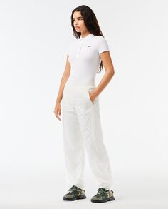 Нейлоновые широкие спортивные штаны Lacoste, белый