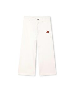 Белые хлопковые брюки для девочки Kenzo, белый