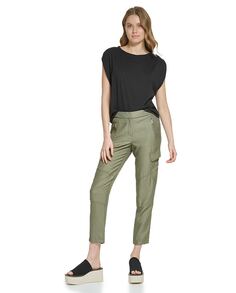 Женские прямые брюки с эластичной резинкой на талии DKNY, зеленый