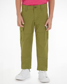 Узкие брюки-карго для мальчика Tommy Hilfiger, зеленый
