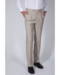 Обычные мужские брюки из 100% шерсти светло-бежевого цвета Wickett Jones, бежевый