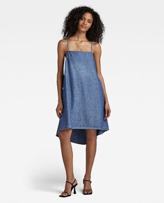 Платье Simple Short с расклешенным вырезом и глубоким вырезом сзади G-Star Raw, синий