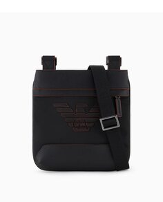 Мужская сумка через плечо с логотипом и контрастными деталями Emporio Armani, черный