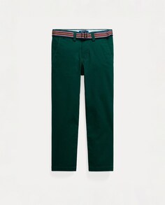 Зеленые хлопковые брюки для мальчика с поясом Polo Ralph Lauren, зеленый