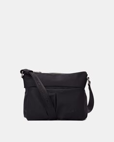 Средняя черная сумка через плечо с закрытыми передним и задним карманом Kcb, черный