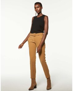 Однотонные прямые женские брюки с поясом Georges Rech París, коричневый