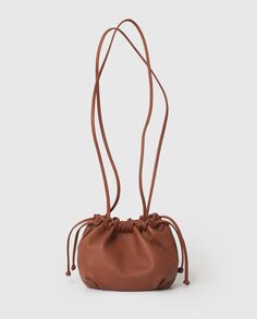 Коричневая кожаная сумка-мешок с ремешками в тон Zubi, коричневый