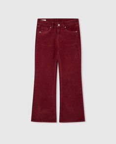 Брюки для девочки из вельветовой ткани с расклешенными штанинами Pepe Jeans, красный
