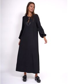 Длинное платье с завязанным вырезом и рукавами-фонариками Tanuca, черный