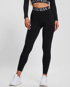 Женские облегающие леггинсы с логотипом Guess, черный