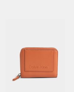Маленький оранжевый кошелек на молнии и RFID Calvin Klein, оранжевый