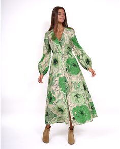Платье с зажимами на горловине и цветочным принтом Tanuca, зеленый