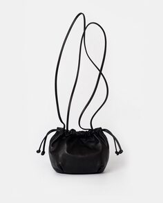 Миниатюрная сумка-ведро из черной яловой кожи с магнитом Zubi, черный