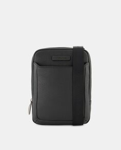 Мини-черная кожаная сумка через плечо с отделением для iPad mini Piquadro, черный