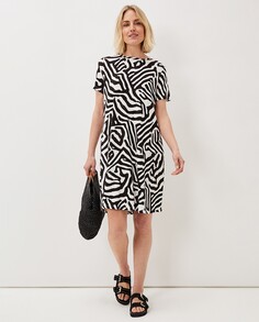 Мини-платье с короткими рукавами и принтом зебры Phase Eight, мультиколор