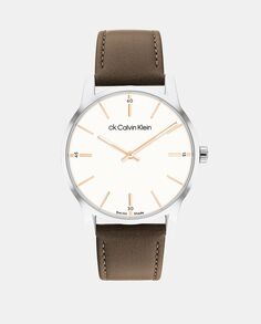 Швейцарские мужские часы из коричневой кожи 25000014 Calvin Klein, коричневый