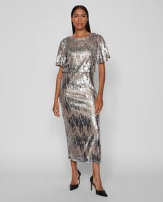 Длинное платье с пайетками Vila, серебро