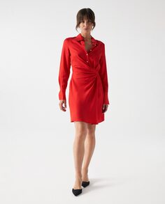 Короткое атласное платье с запахом Salsa Jeans, красный
