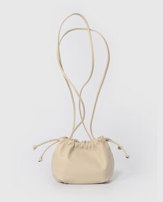 Миниатюрная сумка-мешок из кожи цвета экрю с магнитной застежкой Zubi