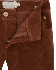Вельветовые брюки с петлями на талии Twin &amp; Chic, коричневый