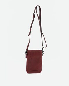 Бордовая кожаная сумка для мобильного телефона Euphoria Abbacino, бордо