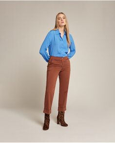 Женские прямые брюки-чиносы из хлопка стрейч Elena Mirò, коричневый