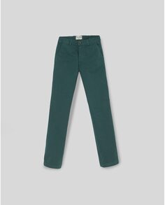 Облегающие брюки-чиносы для мальчика с застежкой на пуговицу и молнию Silbon, зеленый