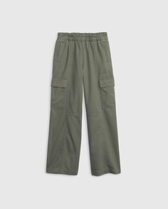 Однотонные брюки-карго для девочек Gap, зеленый