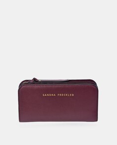 Кожаный кошелек бордового цвета с визитницей Sandra Freckled, бордо