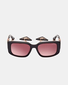 Черные женские солнцезащитные очки прямоугольной формы из ацетата Guess, черный