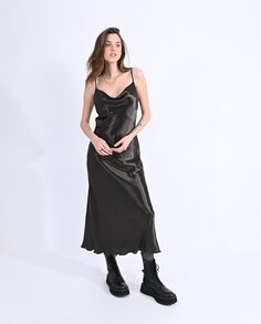 Длинное платье без бретелек из атласной ткани Molly Bracken, черный
