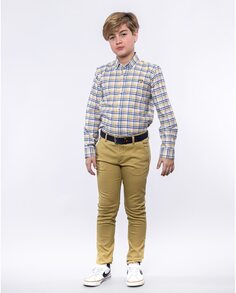 Однотонные брюки чинос для мальчиков из структурированной ткани Spagnolo, коричневый