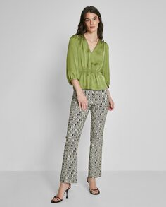 Женские брюки-клеш с геометрическим принтом Trucco, зеленый