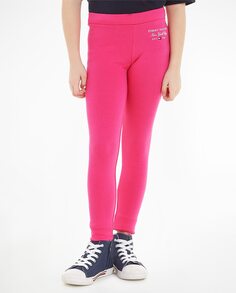 Приталенные брюки для девочки с логотипом Tommy Hilfiger, розовый