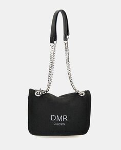 Маленькая черная сумка через плечо с контрастным логотипом DMR, черный
