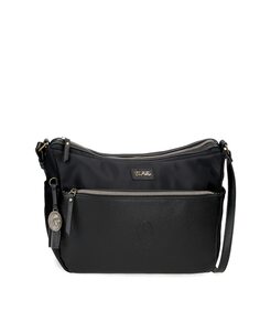 Женская сумка через плечо на двойной молнии черного цвета El Potro, черный