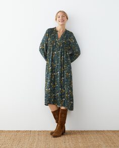 Платье миди с длинными рукавами Southern Cotton, коричневый