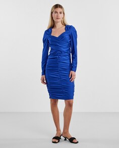Платье с драпировкой и длинными рукавами Yas, темно-синий Y.A.S