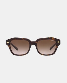 Женские солнцезащитные очки из ацетата с геометрическим рисунком цвета темной гаваны Vogue, коричневый