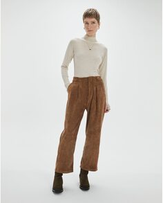Женские широкие вельветовые брюки с карманами System Action, коричневый
